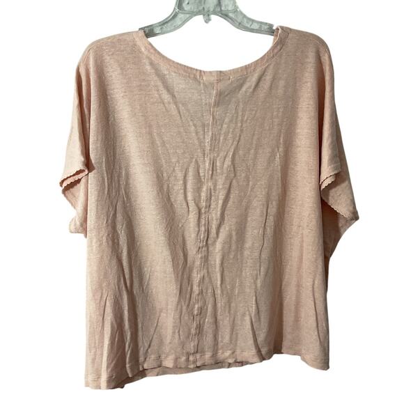 J. Jill Love Linen 100% Peachy Pink Linen Top 2X Cropped - Picture 2 of 7